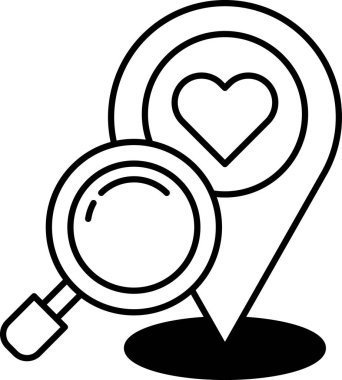 Bir kalp haritada büyüteçle çizilir.