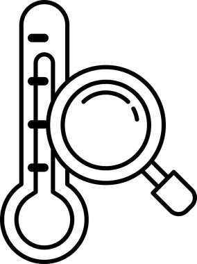 Üzerinde büyüteç olan bir termometre.