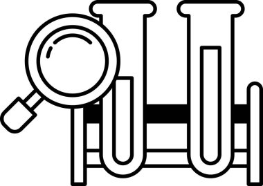 Üzerinde büyüteç ve test tüpleri olan bir mikroskop çizimi.