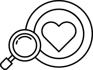 Ortasında büyüteç olan bir daire.