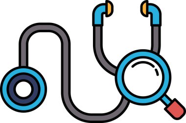 Ucunda büyüteç olan tıbbi bir alet. Enstrüman mavi ve beyaz.