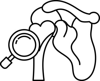 Kalbe bakan bir büyüteç çizimi.