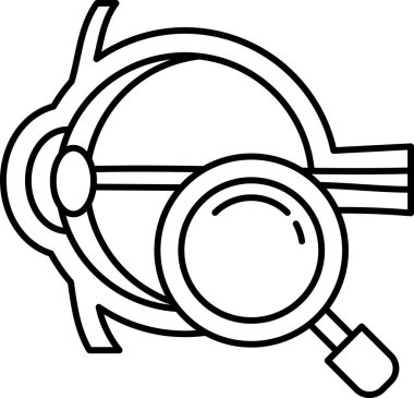 Üzerinde büyüteç olan bir göz çizimi.