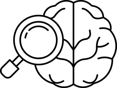 Üzerinde büyüteç olan bir beyin.