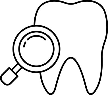 Üzerinde büyüteç olan bir diş büyütülür.