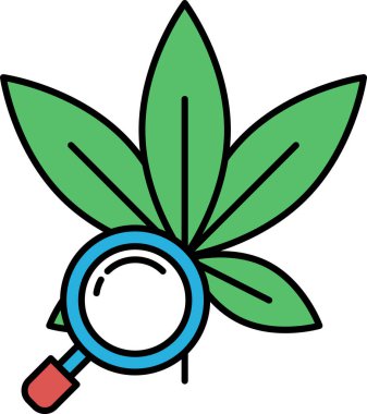 Üzerinde büyüteç olan yeşil yapraklı bir bitki. Büyüteç mavi ve kırmızı.