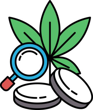 Üzerinde büyüteç olan yeşil yapraklı bir bitkinin yakın çekimi. Büyüteç beyaz bir hapın üstünde.