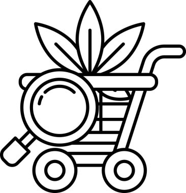 Üzerinde büyüteç olan bir alışveriş arabası.