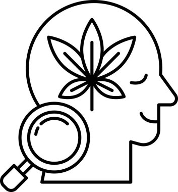 Üzerinde yaprak ve büyüteç olan bir adam kafası.