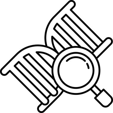 Üzerinde büyüteç olan bir DNA ipliği.