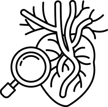 Üzerinde büyüteç olan bir kalbe yakın çekim.