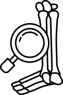 Üzerinde büyüteç olan bir iskelet gösterilir.