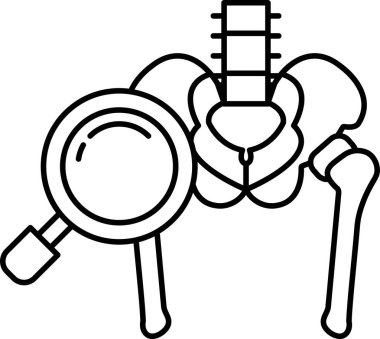 Üzerinde büyüteç olan bir iskelet gösterilir.