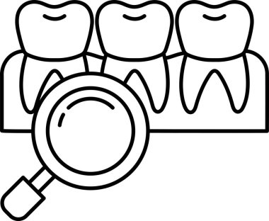 Üzerinde büyüteç olan bir dişin yakın çekimi.
