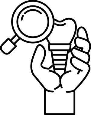 Üzerinde büyüteç olan diş fırçasını tutan bir el.