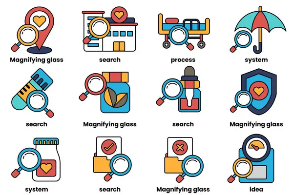 Sanat tarzında tıp ve bilim kavramında bir dizi çizim.