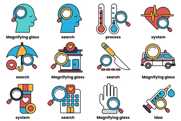 Sanat tarzında tıp ve bilim kavramında bir dizi çizim.