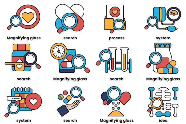 Sanat tarzında tıp ve bilim kavramında bir dizi çizim.