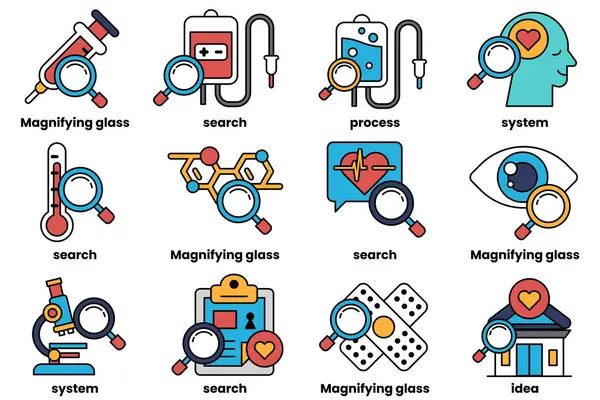 Sanat tarzında tıp ve bilim kavramında bir dizi çizim.