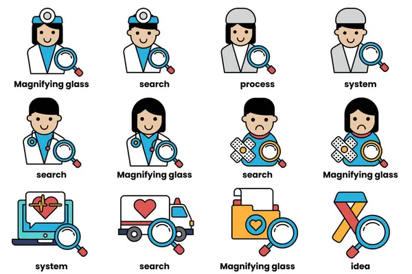 Sanat tarzında tıp ve bilim kavramında bir dizi çizim.