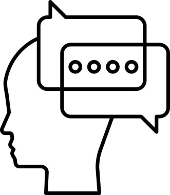 İki konuşma baloncuğu olan bir kafa