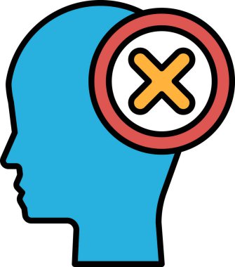 Ortasında kırmızı haç olan mavi bir kafa. Başı kırmızı bir daire ile çevrili.