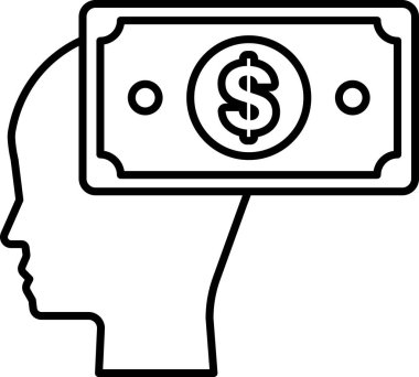 Bir insan kafası üzerinde bir dolar banknotuyla gösterilir.