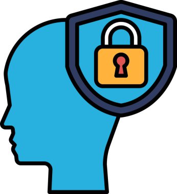 Üzerinde kırmızı anahtar deliği olan mavi bir kafa. Başı mavi bir kalkanla çevrili.