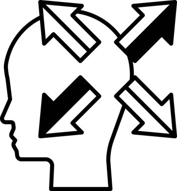 Farklı yönlere bakan dört oklu bir kafa.