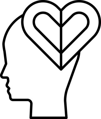 Ortada kalbi olan bir kafa.