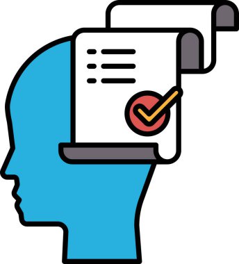 Üzerinde kırmızı işaret olan beyaz bir kağıt parçası olan mavi bir kafa. Kağıt katlandı ve o bir yapılacaklar listesi ya da yapılacaklar listesi