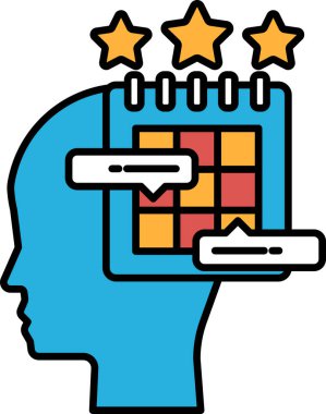 Üzerinde yıldız olan mavi bir kafa ve üzerinde yıldız olan kırmızı bir kare. Başı kırmızı ve sarı bir kare ile çevrili.