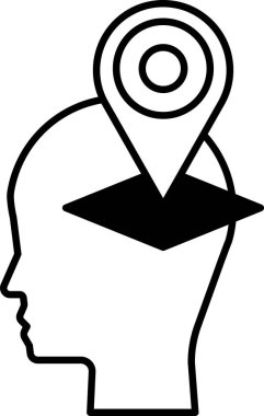 Üzerinde nokta olan bir kafa.