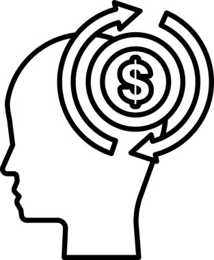 Ortada dolar işareti olan bir kafa.