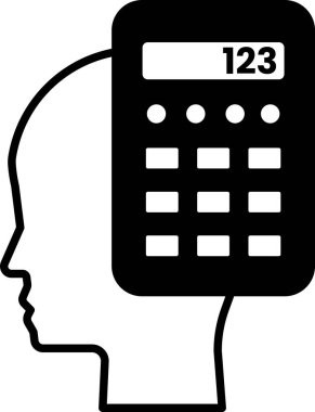 Üstünde hesap makinesi olan bir kafa.