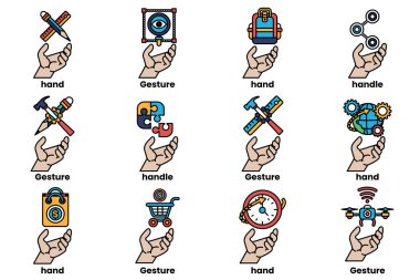 Bir dizi el çizimi ve sanat tarzı şeyler.