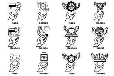 Bir dizi el çizimi ve sanat tarzı şeyler.