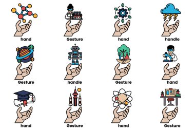 Bir dizi el çizimi ve sanat tarzı şeyler.