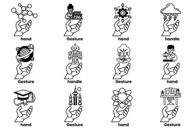 Bir dizi el çizimi ve sanat tarzı şeyler.