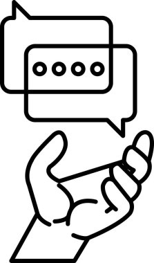 İki konuşma baloncuğu tutan bir el.