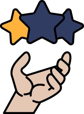 Üç yıldızlı bir el. El, yıldızları birbirine dokunmayacak şekilde tutuyor.