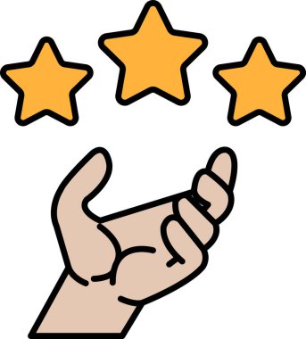 Havada üç yıldız tutan bir el. El kaldırılır ve yıldızlar sarıdır.