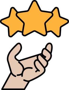 Üç yıldızlı bir el. El, yıldızları birbirine dokunmayacak şekilde tutuyor.