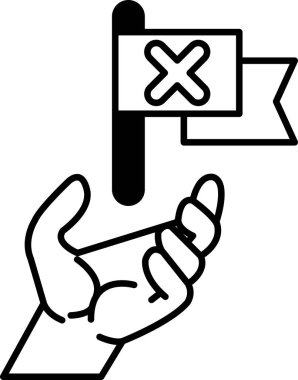 X bayrağını tutan bir el.