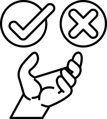 Kontrol işareti tutan bir el.