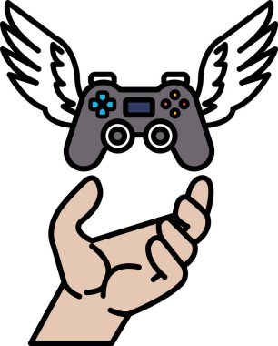 Üzerinde kanatlar olan bir kumandayı tutan bir el. Denetleyici bir Nintendo Wii denetleyicisi.