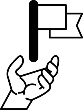 Çizgili bayrak tutan bir el.