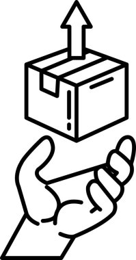 Bir el yukarı bakan bir okla bir kutuyu tutuyor.