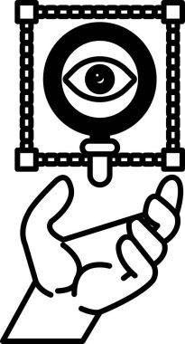 Büyüteci gözünün üstünde tutan bir el.