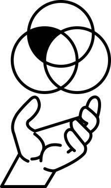 Üç daire tutan bir el.